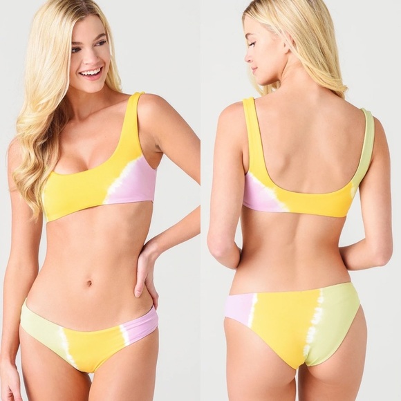 NEW Anthropologie L*Space Lizzie Tie Dye‎ Bikini Top Size XL Groovy Square Neck - Picture 4 of 10